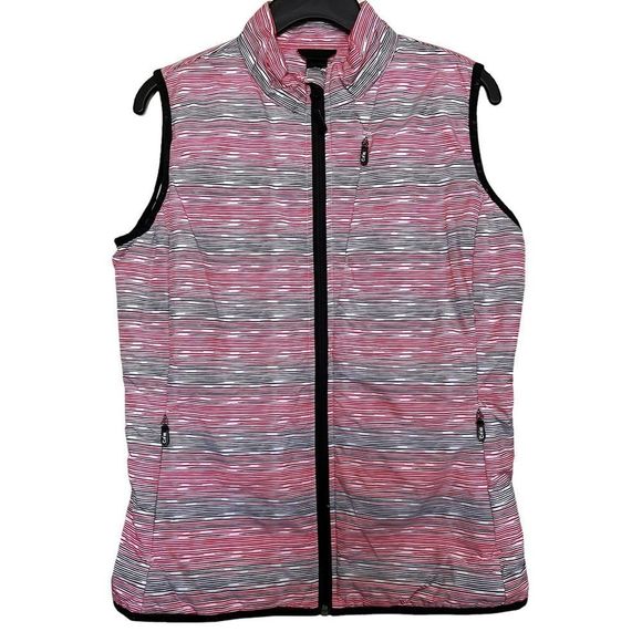 Nivo  Womens Sz S Striped Golf Vest Full ZIP Side Pockets - Picture 1 of 8